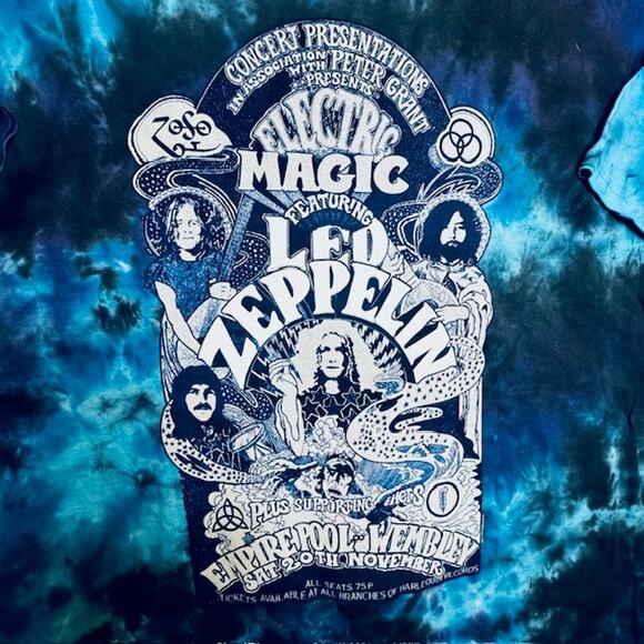 LED ZEPPELIN-WEMBLEY 71-PAGE PLANT-TIE DYE T-SHIRT XL Page,Plant,Bonham,Jones - Picture 1 of 6